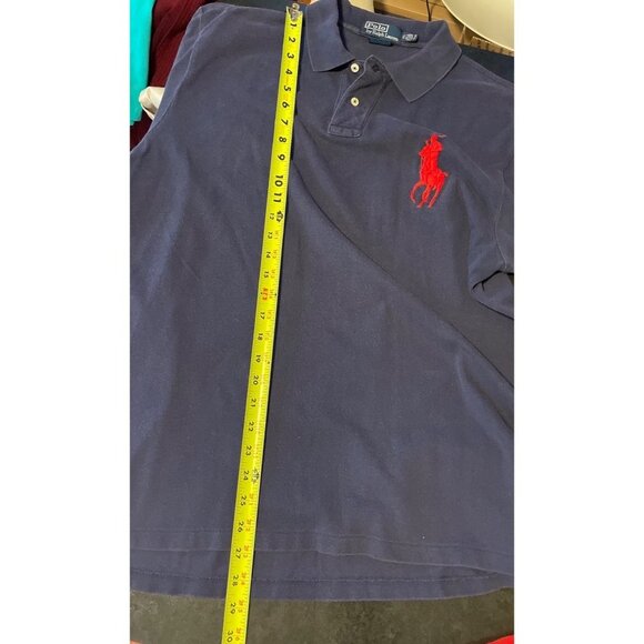 Vintage 90s Y2K Navy Blue Big Logo Polo Ralph Lauren Collared Shirt Sz XL - Picture 8 of 9